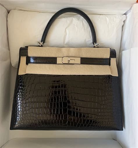 hermes kelly 28 shiny porosus crocodile with palladium hardware|hermes kelly for sale.